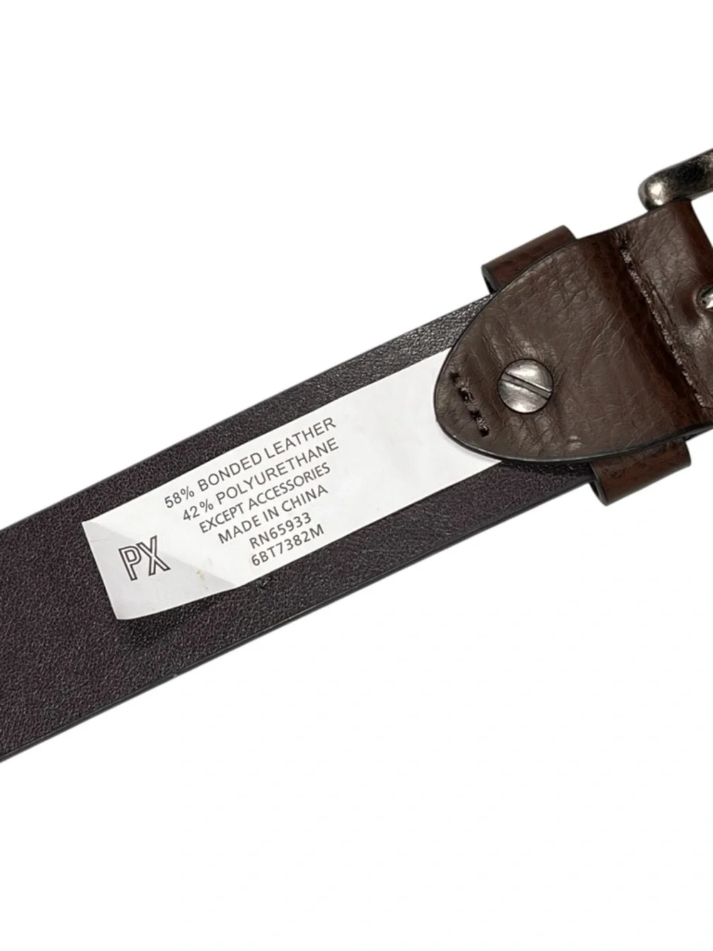 PX Clothing Men’s Coffee Brown Bonded Leather Mix Belt. Size 44